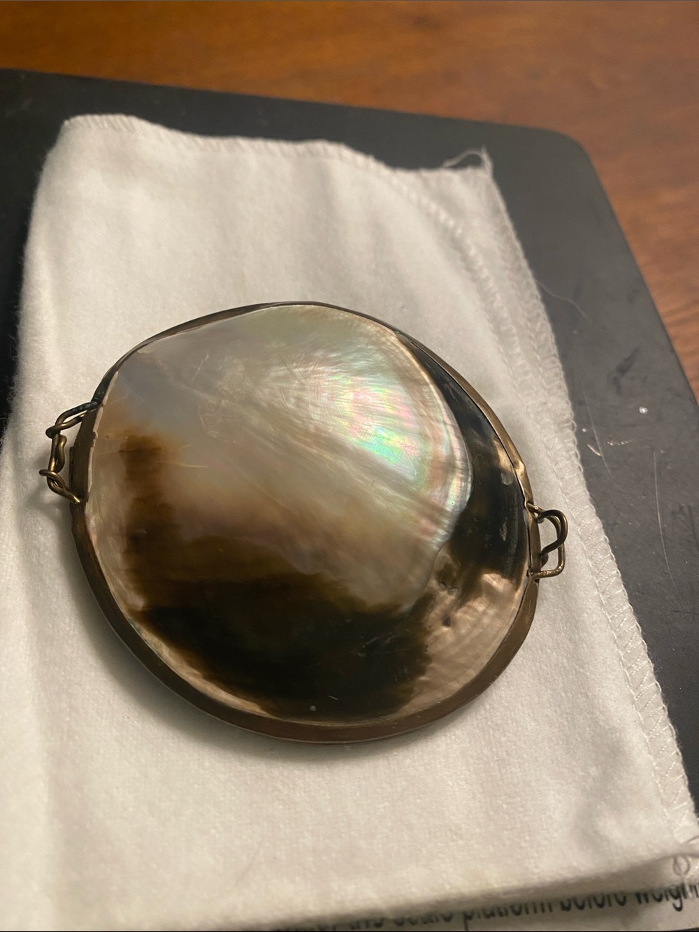 Beautiful Capiz Vintage Mother Of Pearl Complete Shell Trinket Box Coin Purse
